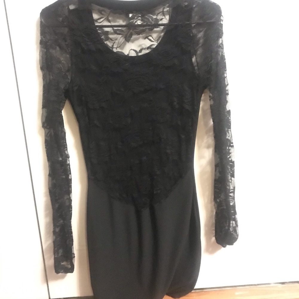 Black lace mini dress